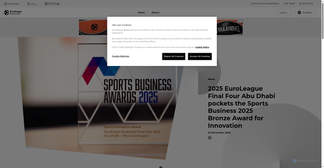Security scan screenshot of https://www.euroleaguebasketball.net