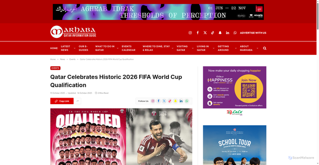 Security scan screenshot of https://marhaba.qa/qatar-celebrate-historic-2026-fifa-world-cup-qualification/