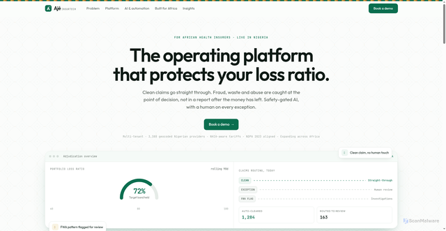 Security scan screenshot of ajeinsure.cc