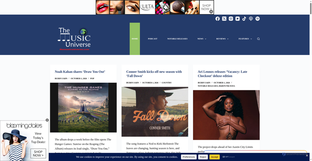 Security scan screenshot of https://themusicuniverse.com
