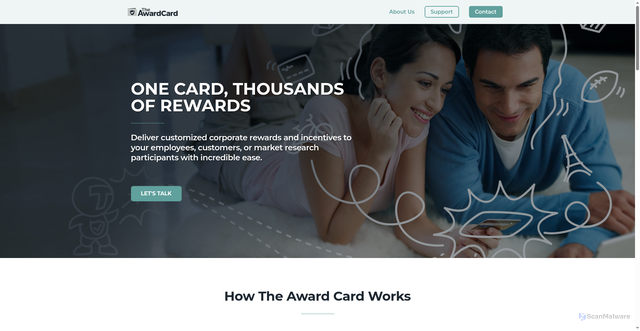 Security scan screenshot of https://theawardcard.com