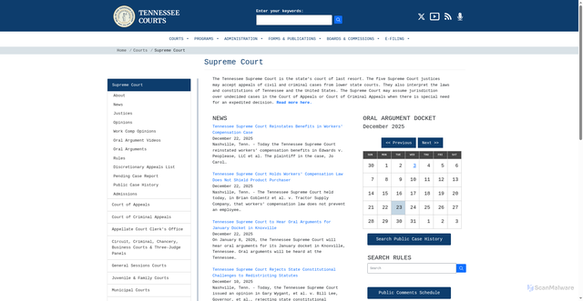 Security scan screenshot of https://www.tncourts.gov/courts/supreme-court