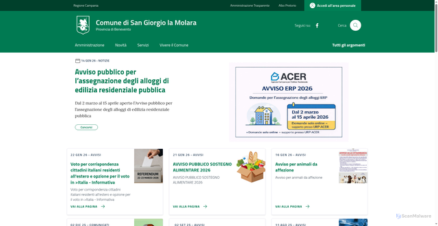 Security scan screenshot of https://comune.sangiorgiolamolara.bn.it/
