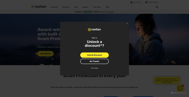 Security scan screenshot of https://uk.norton.com