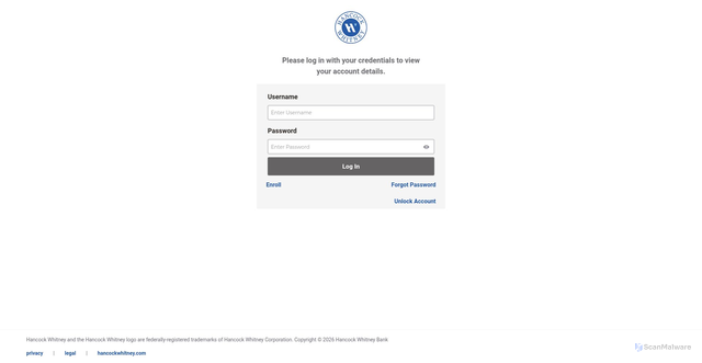 Security scan screenshot of https://hancockwhitney.konycloud.com