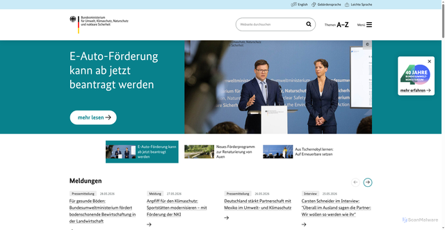 Security scan screenshot of http://www.bmu.de