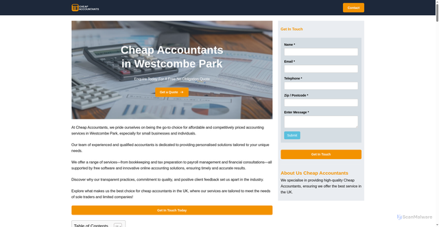 Security scan screenshot of https://cheap-accountants.co.uk/near-me/greater-london-westcombe-park/