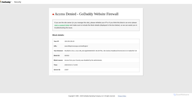 Security scan screenshot of https://www.littleprincessspa.com/wellington/