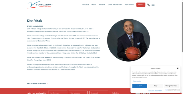 Security scan screenshot of https://www.v.org/people/dick-vitale/