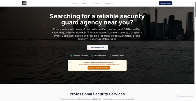 Security scan screenshot of https://contact.a2asecurity.com/