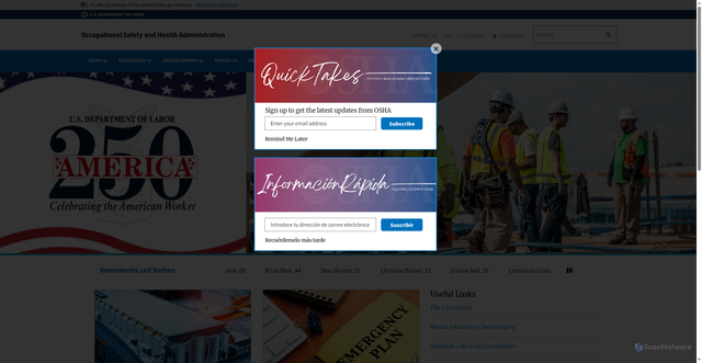Security scan screenshot of https://osha.gov/