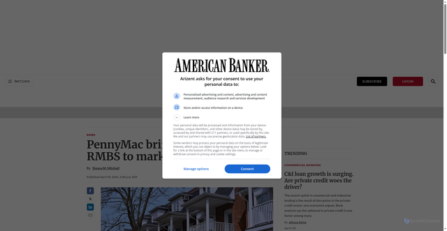 Security scan screenshot of https://asreport.americanbanker.com/news/pennymac-brings-415-7-million-in-rmbs-to-market
