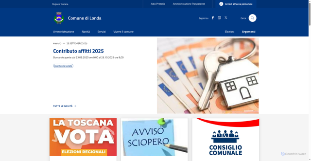 Security scan screenshot of https://www.comune.londa.fi.it/