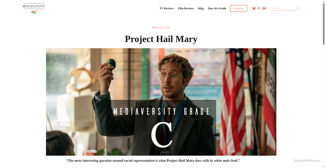 Security scan screenshot of https://www.mediaversityreviews.com/film-reviews/2026/3/13/project-hail-mary