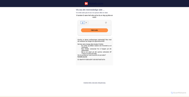 Security scan screenshot of https://no.hotels.com