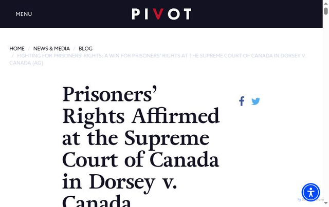 Security scan screenshot of https://www.pivotlegal.org/fighting_for_prisoners_rights_a_win_for_prisoners_rights_at_the_supreme_court_of_canada_in_dorsey_v_canada_ag