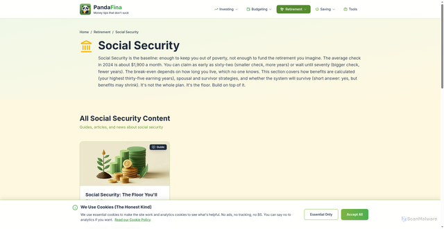 Security scan screenshot of https://pandafina.com/retirement/social-security