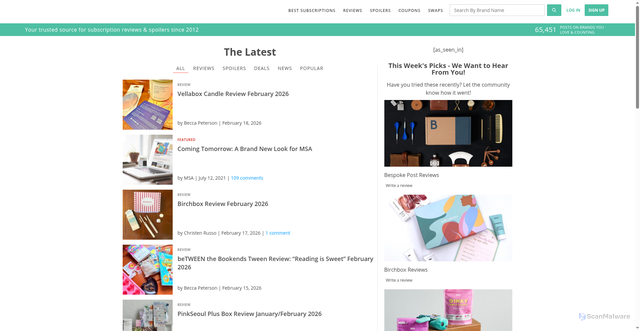 Security scan screenshot of https://blog.mysubscriptionaddiction.com