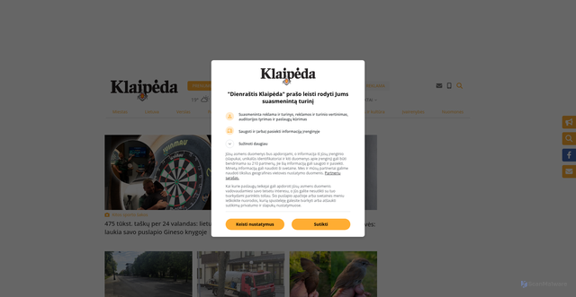 Security scan screenshot of https://m.klaipeda.diena.lt