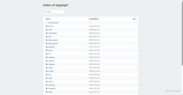 Security scan screenshot of http://craftestic.com/app/api