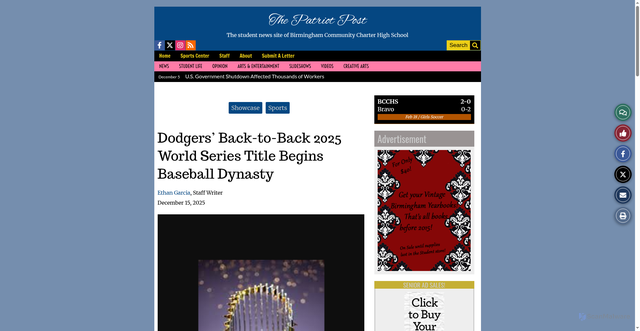 Security scan screenshot of https://bcchspatriotpost.com/26205/sports/dodgers-back-to-back-2025-world-series-title-begins-baseball-dynasty/