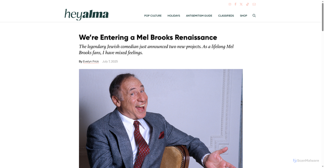 Security scan screenshot of https://www.heyalma.com/were-entering-a-mel-brooks-renaissance/