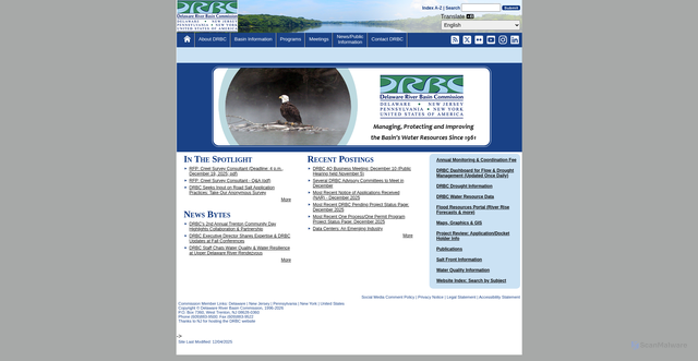 Security scan screenshot of https://www.nj.gov/drbc/