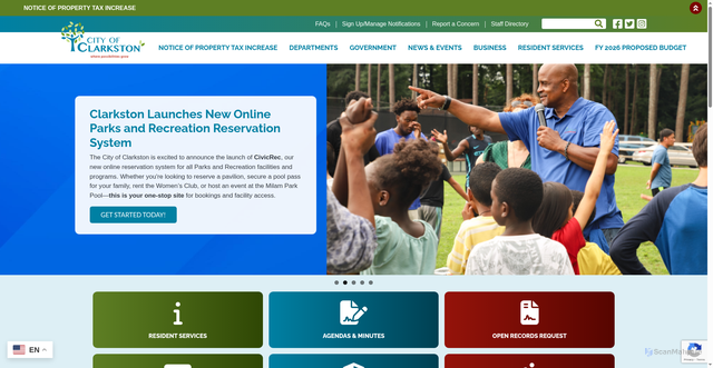 Security scan screenshot of https://clarkstonga.gov/