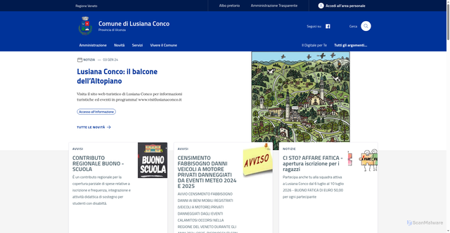 Security scan screenshot of https://www.comune.lusianaconco.vi.it