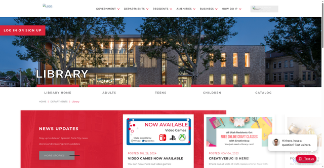 Security scan screenshot of https://www.spanishfork.gov/departments/library/