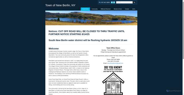 Security scan screenshot of https://www.townofnewberlinny.gov/