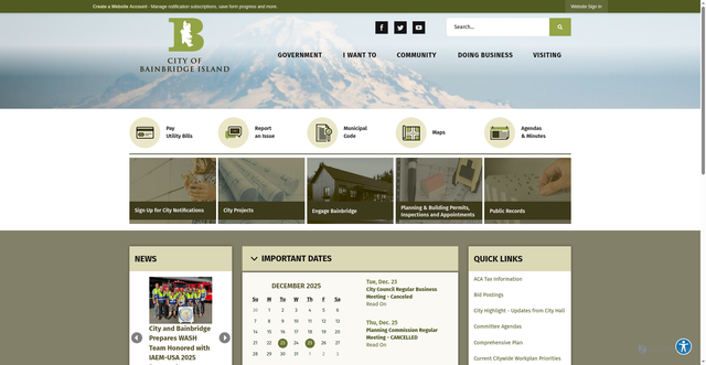 Security scan screenshot of https://bainbridgewa.gov/