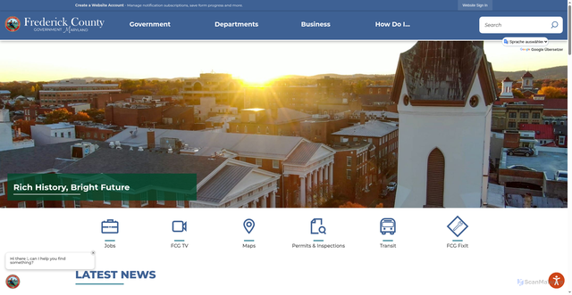 Security scan screenshot of https://frederickcountymd.gov/