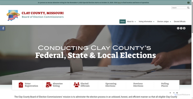 Security scan screenshot of https://www.voteclaycountymo.gov/