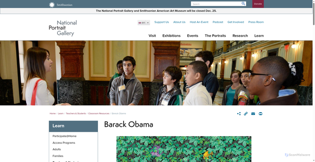 Security scan screenshot of https://npg.si.edu/learn/classroom-resource/barack-obama