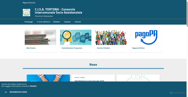Security scan screenshot of https://www.cisa-tortona.it