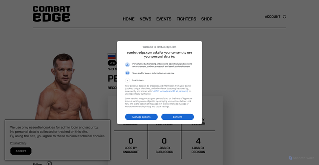 Security scan screenshot of https://combat-edge.com/fighter/petr-yan-6228/