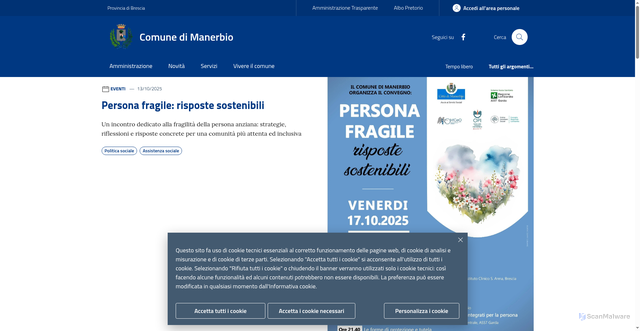 Security scan screenshot of https://www.comune.manerbio.bs.it/