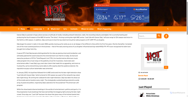Security scan screenshot of https://www.hot1079radio.com/carson-daly/