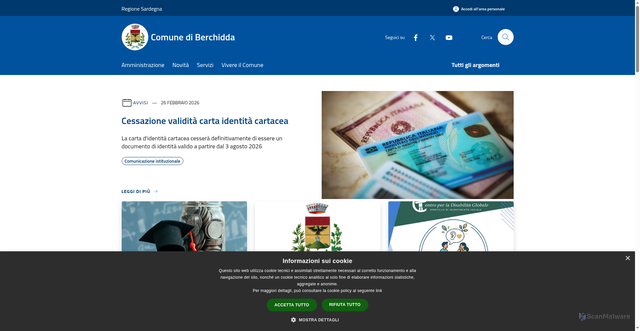 Security scan screenshot of https://www.comune.berchidda.ot.it