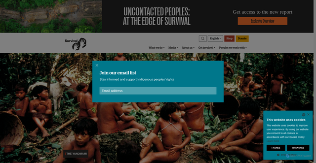 Security scan screenshot of https://www.survivalinternational.org/peoples/yanomami