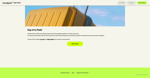 Security scan screenshot of https://travelperk.zendesk.com
