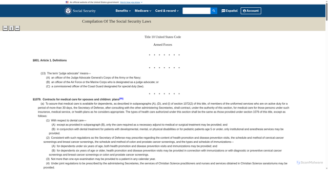Security scan screenshot of https://www.ssa.gov/OP_Home/comp2/D-USC-10.html