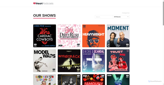 Security scan screenshot of https://www.iheartpodcastnetwork.com/