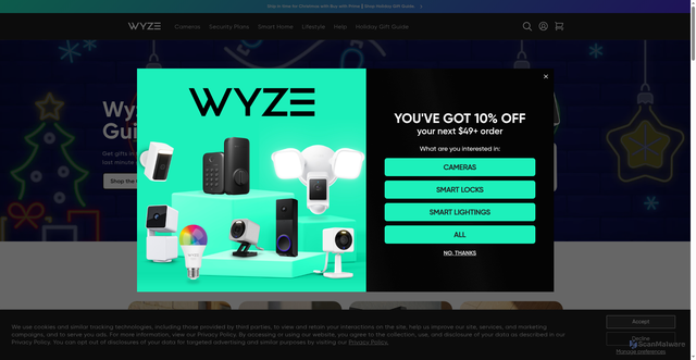 Security scan screenshot of https://wyzecom.myshopify.com