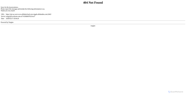 Security scan screenshot of https://tyjr-us-west-www.alibabacloud.com.vipgds.alibabadns.com