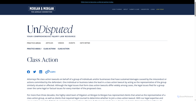 Security scan screenshot of https://themorganconnection.com/case-types/class-actions