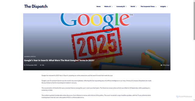 Security scan screenshot of https://cde.news/googles-year-in-search-what-were-the-most-googled-terms-in-2025/