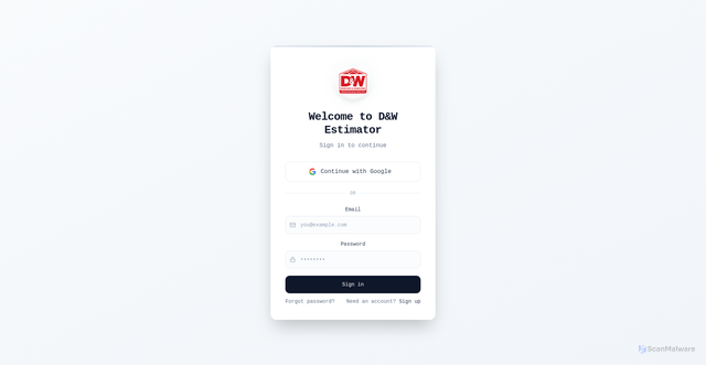 Security scan screenshot of https://dwwindowsestimate.com/login