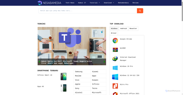 Security scan screenshot of https://www.nesabamedia.com